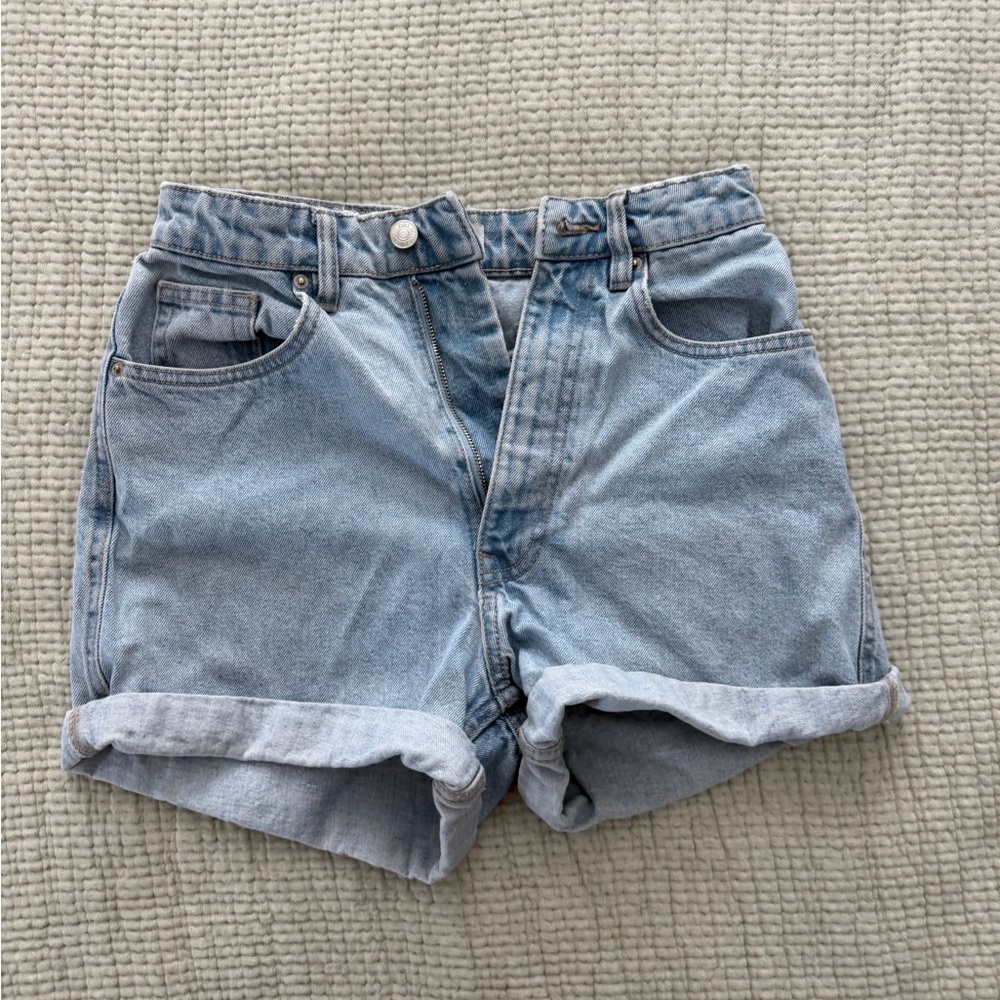 Zara Light Blue Rolled Hem Denim Shorts